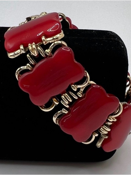 Coro Jewelry - Coro Cherry Red Moonglow Thermoset Link Bracelet